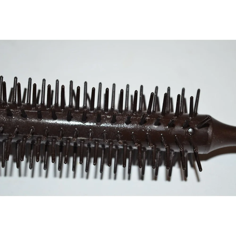 Vtg Denman Styling Brush Round Plastic Bristles Wood Tone for Thin Fine Hair